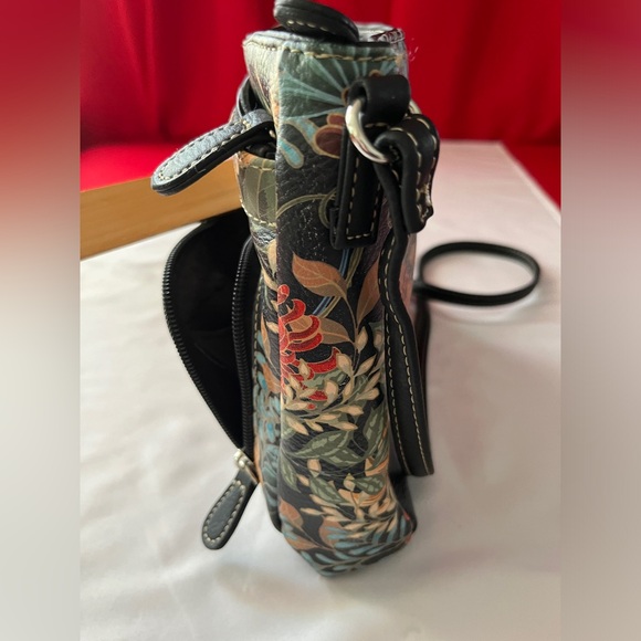 Multisac Black with Multicolor Flowers Crossbody Purse - Picture 6 of 12